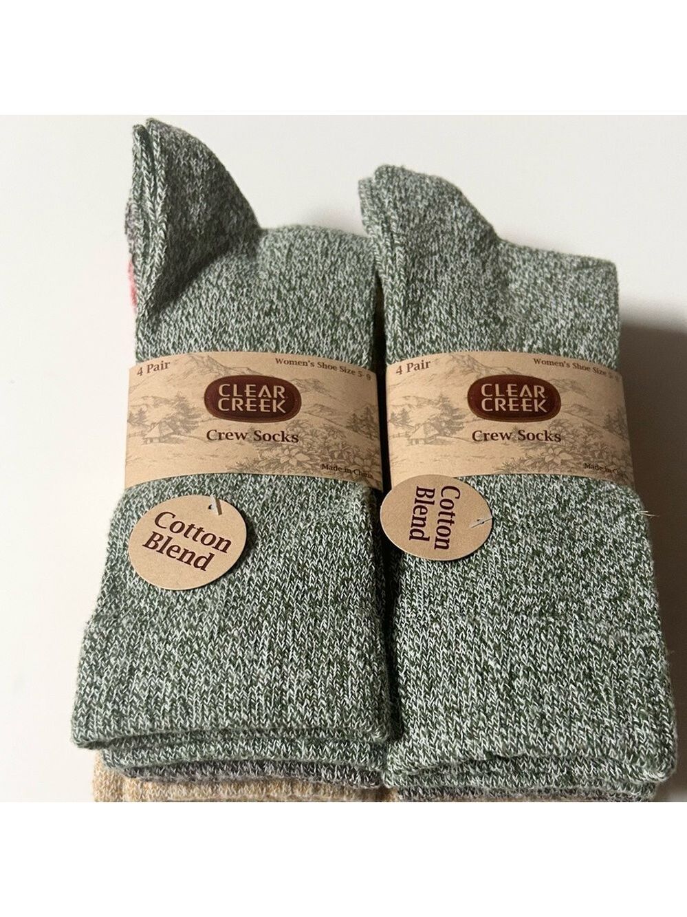 Clear Creek Woman’s Cotton Blend Crew Socks 8 Pairs Shoe Size 5 to 9 NWT